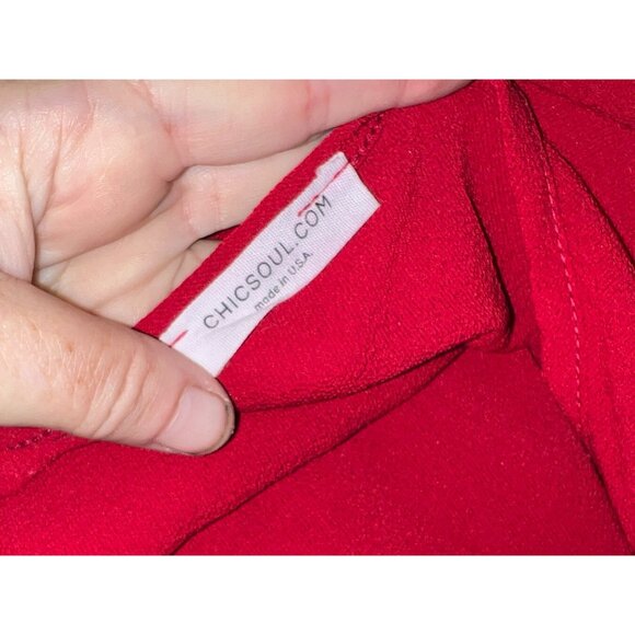 ChicSoul Tie Sleeve Midi Casual Work Dress Sz 3XL Red Womens - Picture 3 of 16
